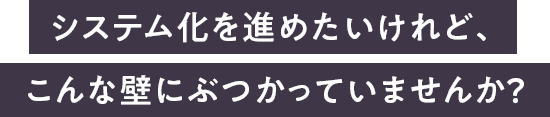 システム化を進めたいけれど、こんな壁にぶつかっていませんか？